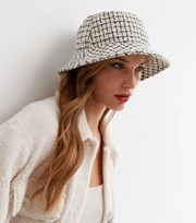 New Look White Boucle Bucket Hat